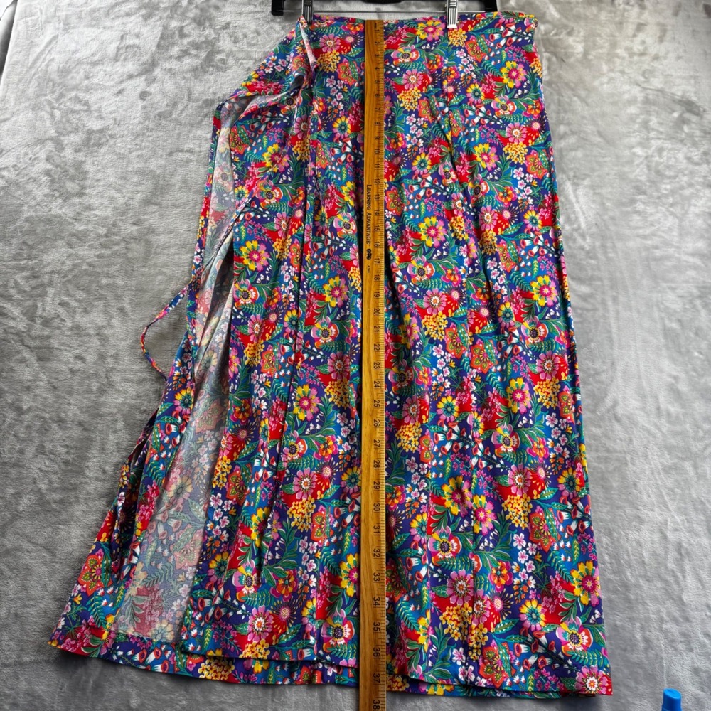 Unbranded Floral Wrap Skirt Women OS Blue Pink Maxi Boho Festival (1812) - Picture 6 of 7